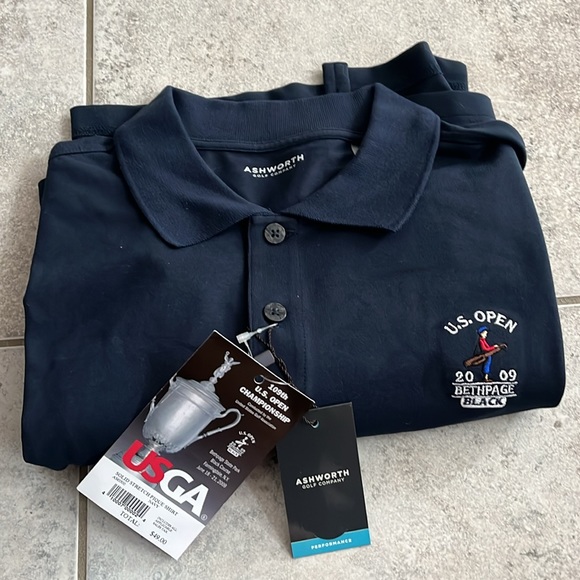 Brand New Ashworth 109th US Open Bethpage Black navy polo USGA (Embroidered logo - Picture 10 of 11